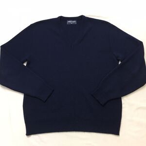 Vintage ROBERT BRUCE Sweater Men XL Navy Blue Wool V Neck USA Union Made